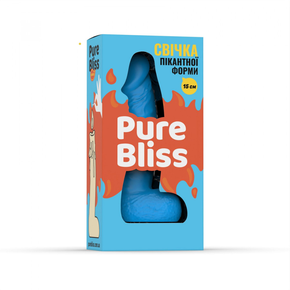 Секс приколы, Секс-игры, Подарки, Интимные украшения - Свеча в виде члена Pure Bliss MINI Blue 15 см 6