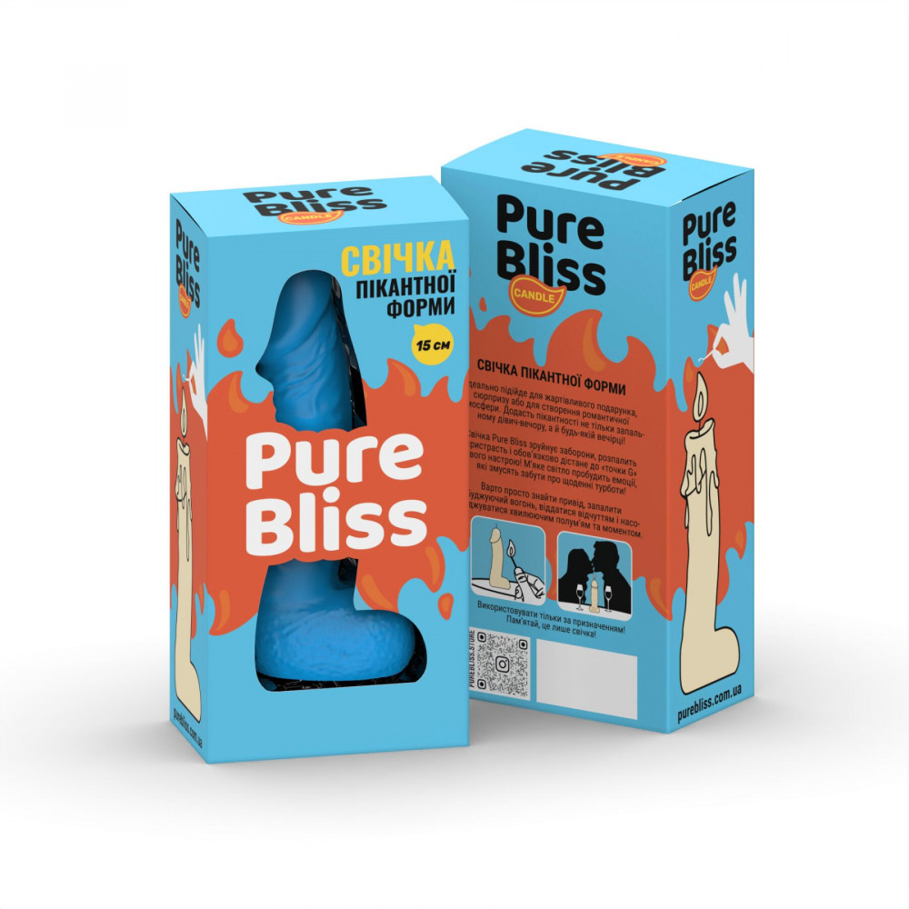 Секс приколы, Секс-игры, Подарки, Интимные украшения - Свеча в виде члена Pure Bliss MINI Blue 15 см 5