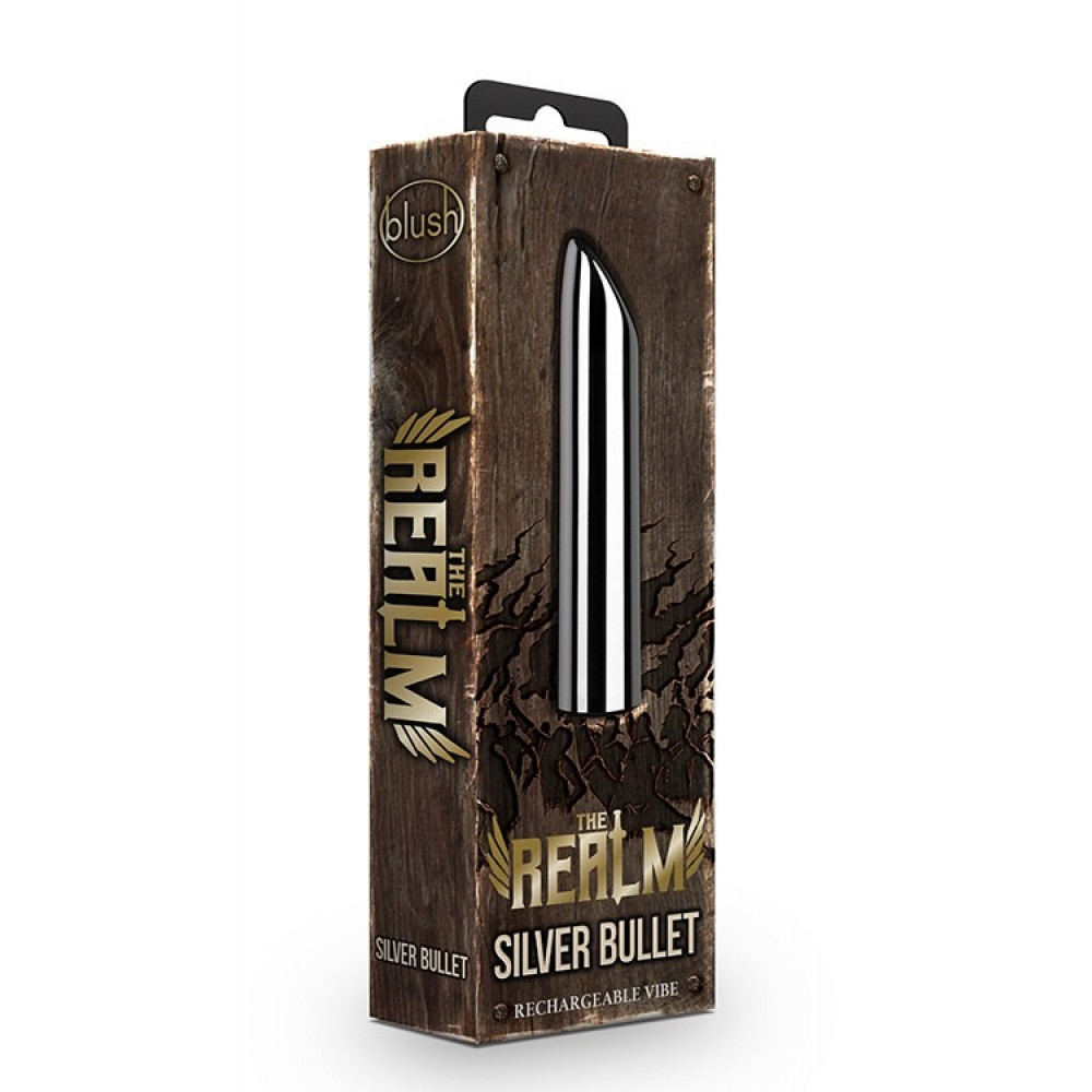 Секс игрушки - Вибропуля The Realm Rechargeable Bullet, серебрянная, 10 х 2 см 1