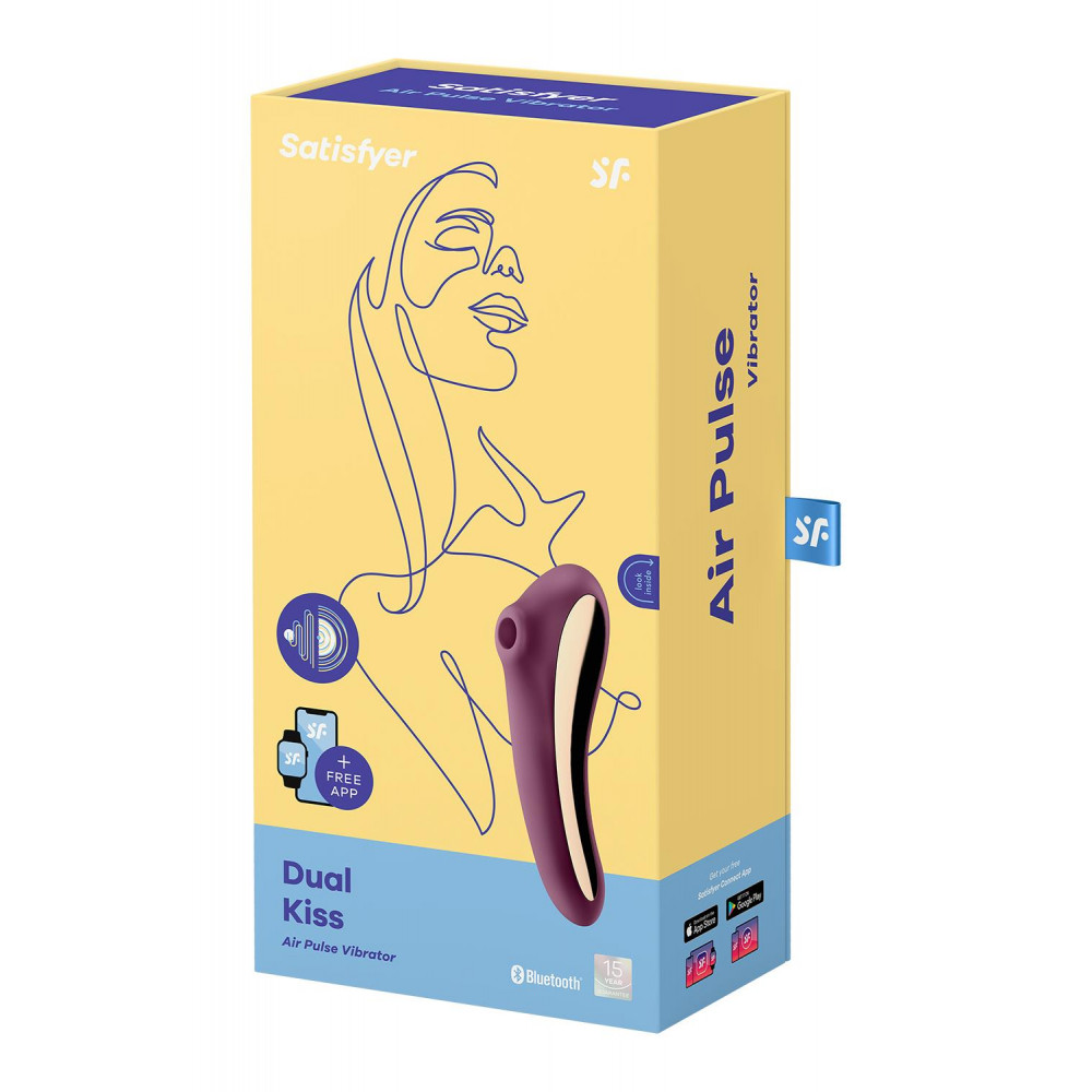 Вибратор - Вакуумный клиторальный стимулятор с вибрацией Satisfyer Dual Kiss wine red 2