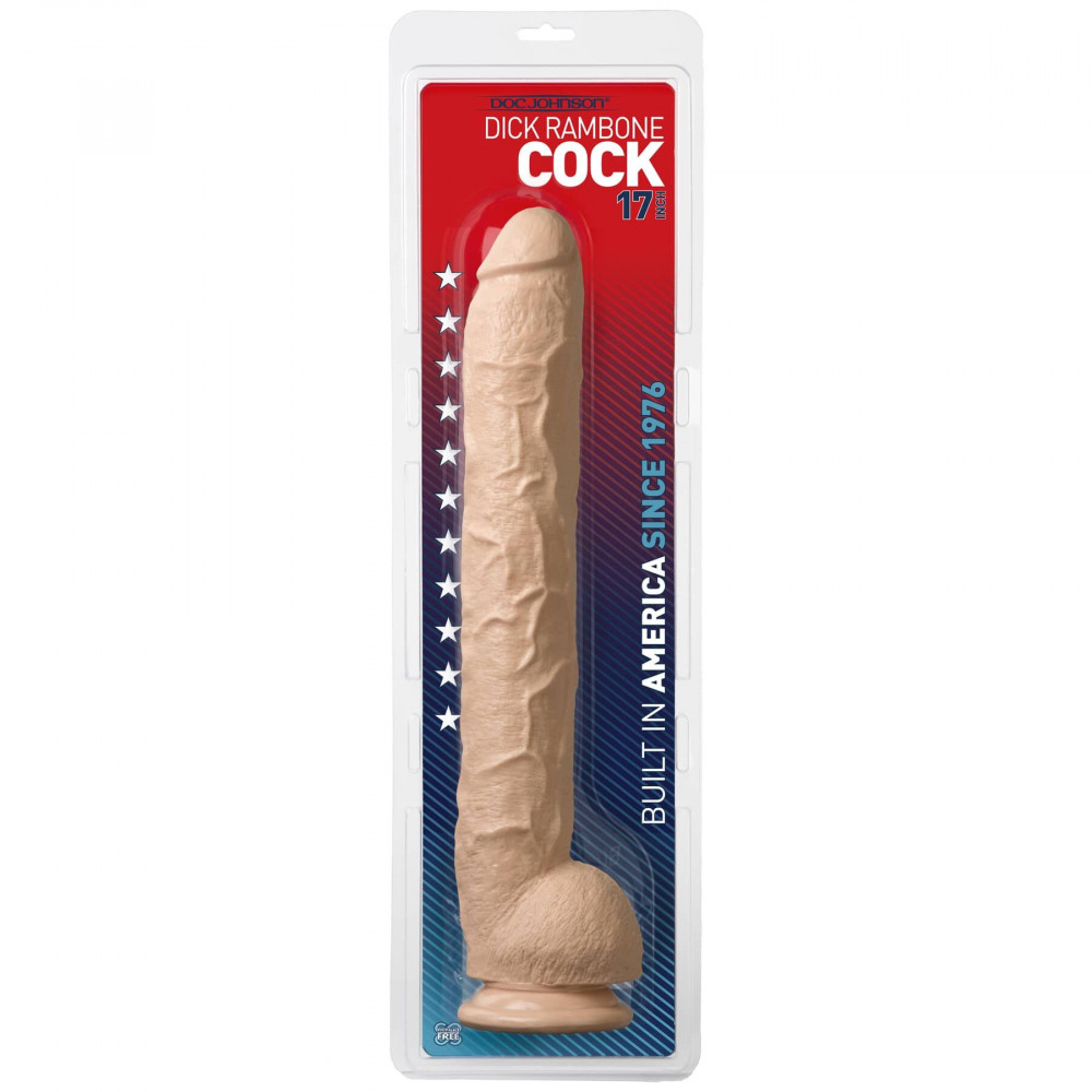 Фаллоимитаторы на присоске, двойные - Фаллоимитатор Doc Johnson Dick Rambone Cock White, диаметр 6см, длина 42см, ПВХ 1