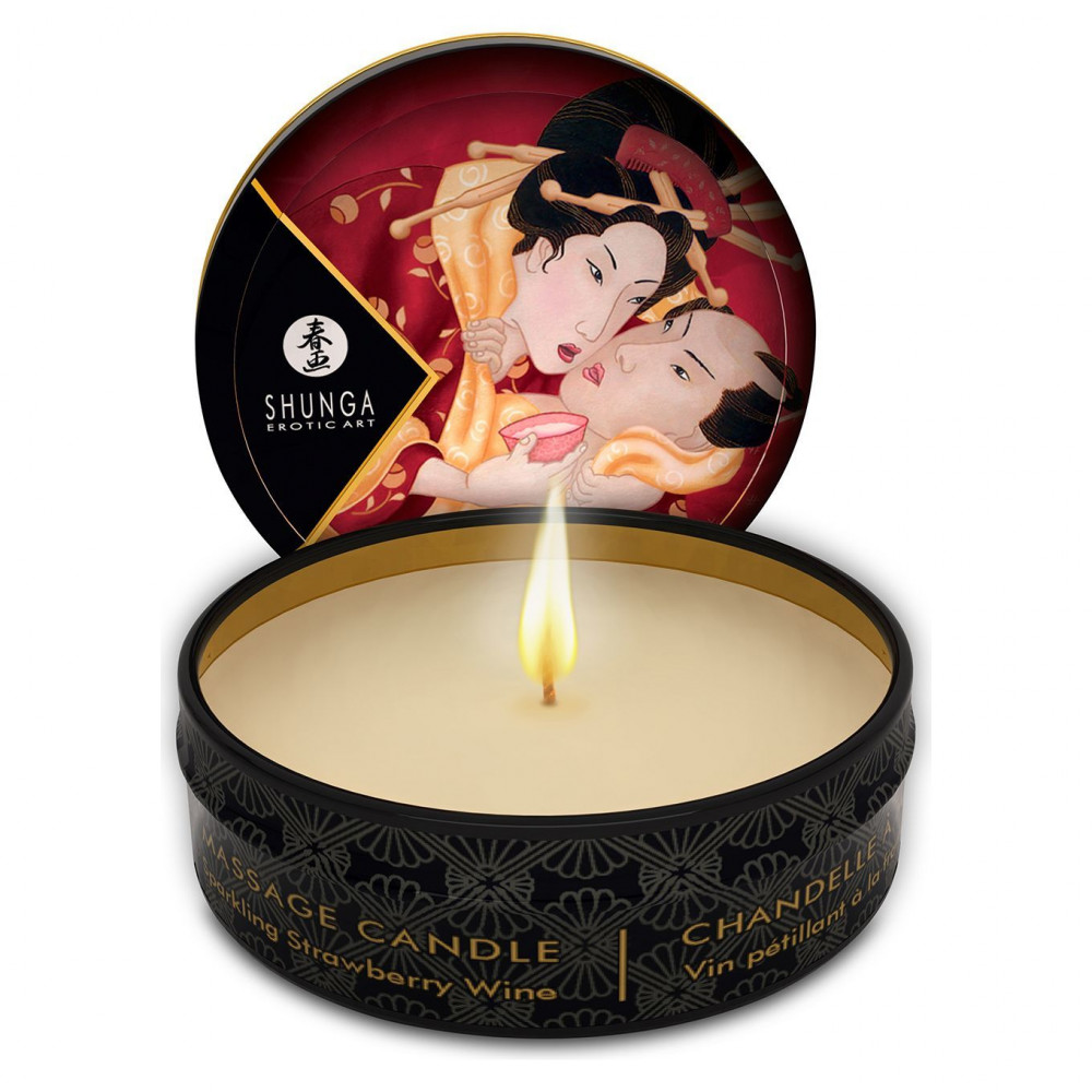 Массажные свечи - Массажная свеча Shunga Mini Massage Candle – Sparkling Strawberry Wine (30 мл) с афродизиаками