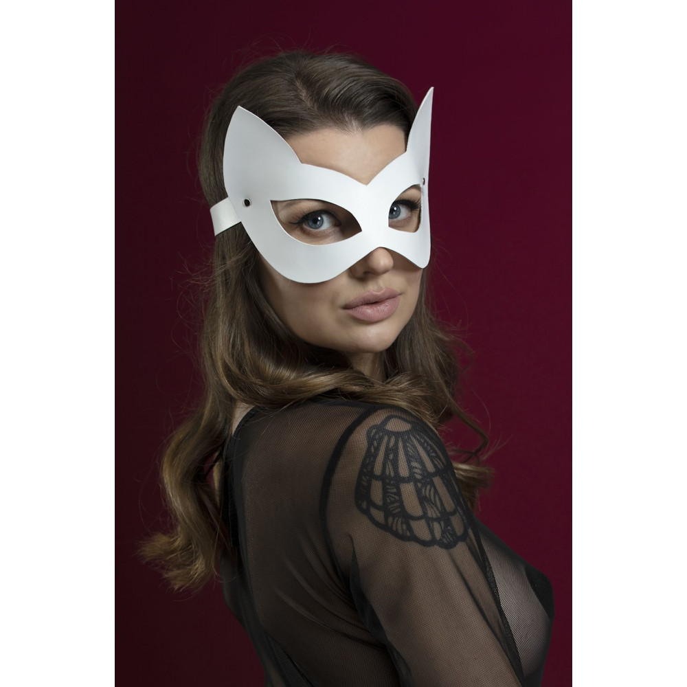 Маски - Маска кошечки Feral Feelings - Kitten Mask, натуральная кожа, белая 1