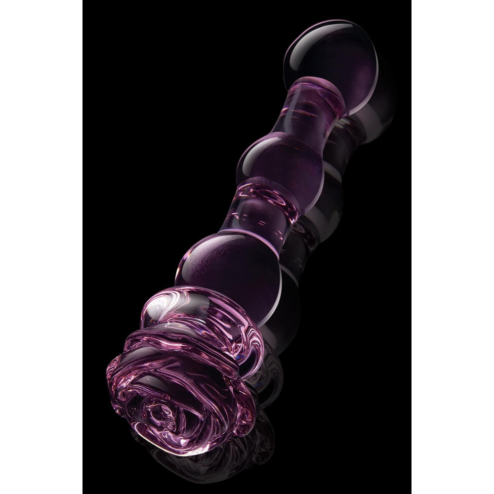 Секс игрушки - Стеклянный фаллоимитатор Dream Toys Glaze Glass в форме бутона розы с бусинами, розовый 2