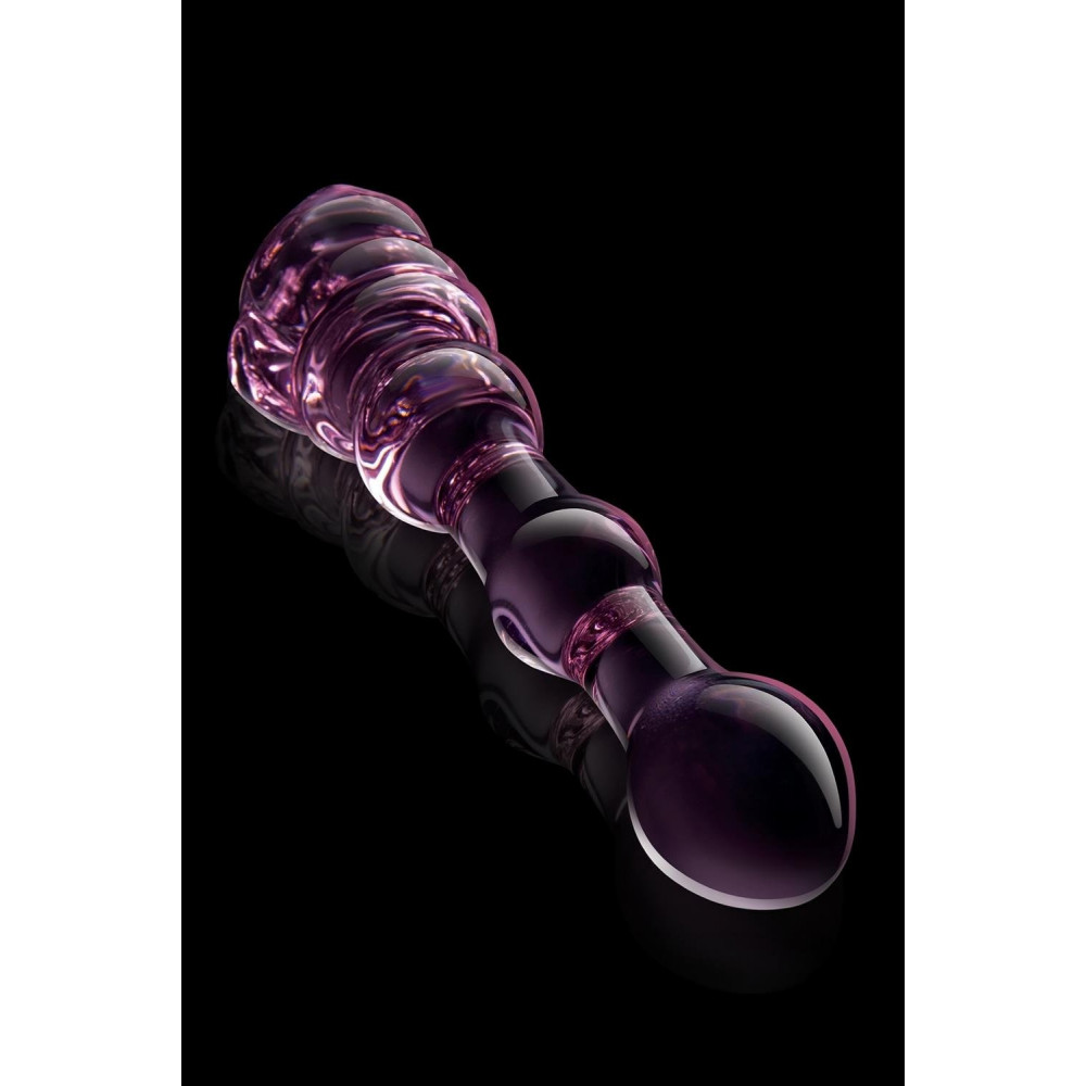 Секс игрушки - Стеклянный фаллоимитатор Dream Toys Glaze Glass в форме бутона розы с бусинами, розовый 3