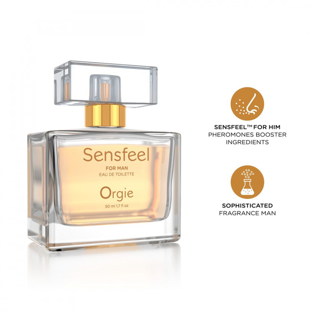 Интимная косметика - Мужские духи с феромонами Orgie – Sensfeel for Man (50 мл), цитрусово-древесный аромат 2