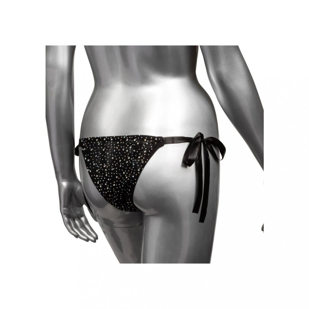Эротическое белье - Трусики со стразами на завязках CalExotics Radiance Side-Tie Panties, черные, One size 4