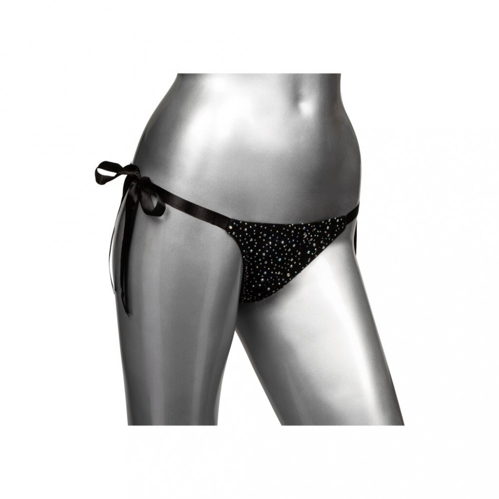Эротическое белье - Трусики со стразами на завязках CalExotics Radiance Side-Tie Panties, черные, One size 3