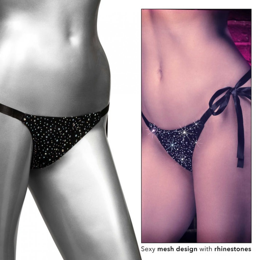 Эротическое белье - Трусики со стразами на завязках CalExotics Radiance Side-Tie Panties, черные, One size 2