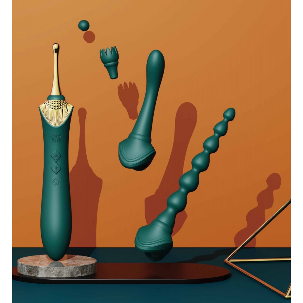 Клиторальный вибратор - Вибратор двухсторонний универсальный ZALO BESS2 Turquoise Green 13