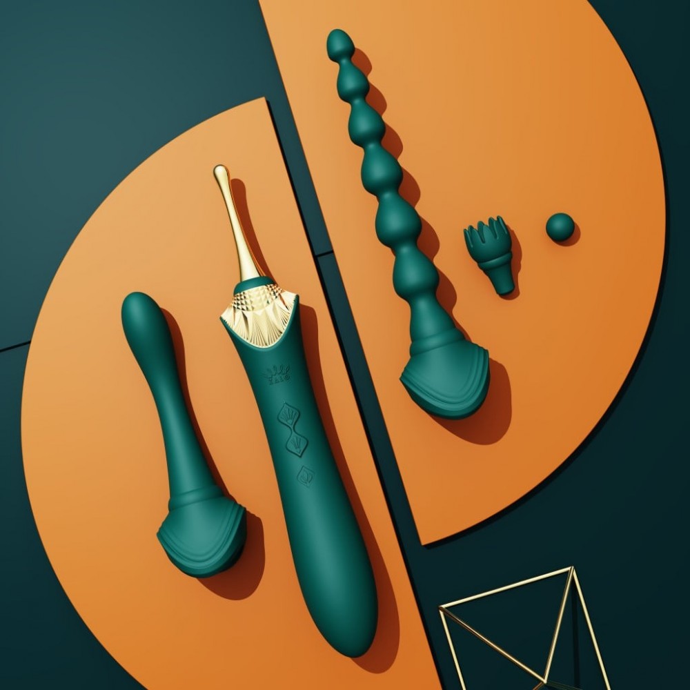 Клиторальный вибратор - Вибратор двухсторонний универсальный ZALO BESS2 Turquoise Green 14