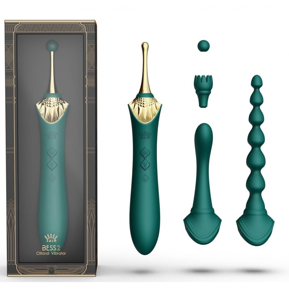 Клиторальный вибратор - Вибратор двухсторонний универсальный ZALO BESS2 Turquoise Green