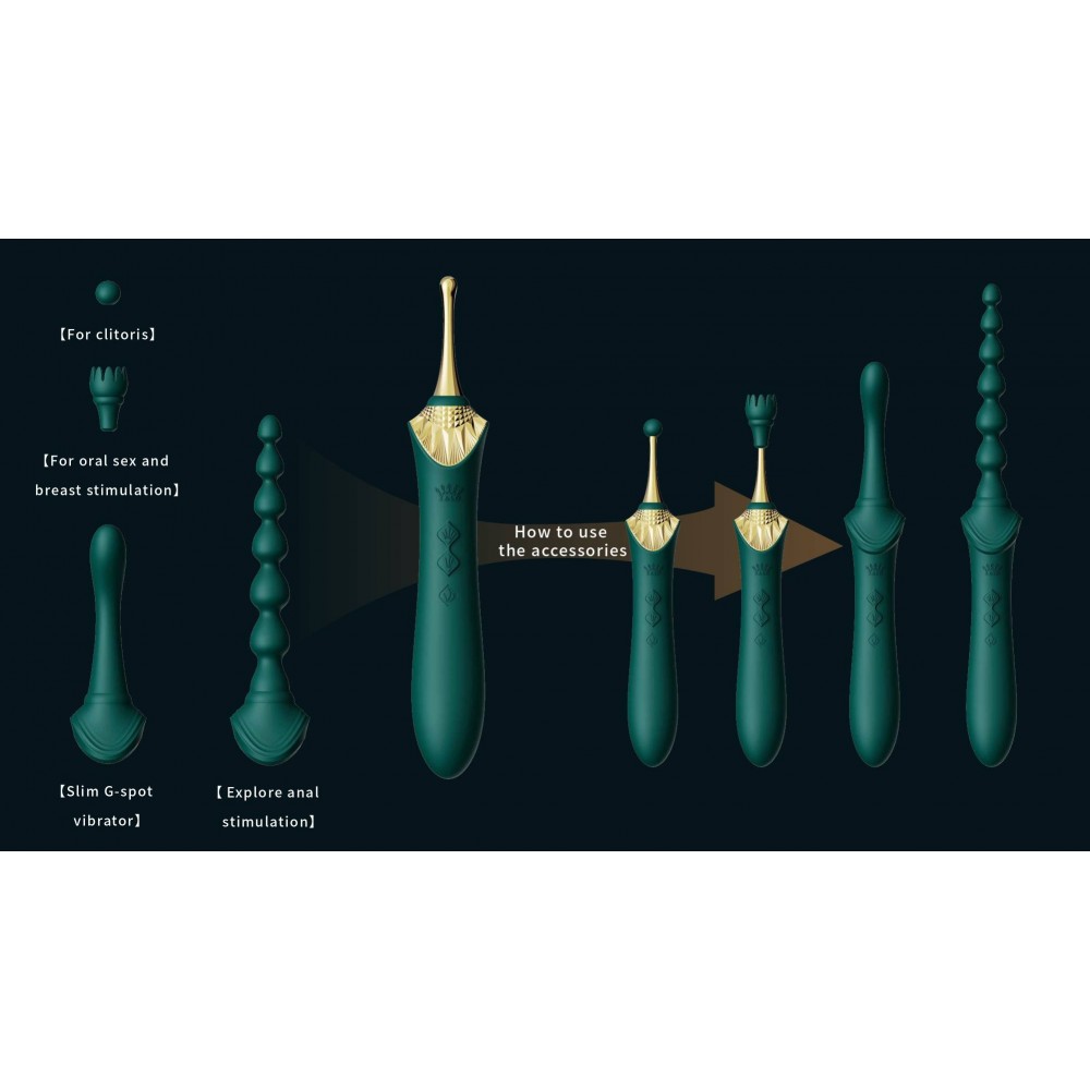 Клиторальный вибратор - Вибратор двухсторонний универсальный ZALO BESS2 Turquoise Green 5