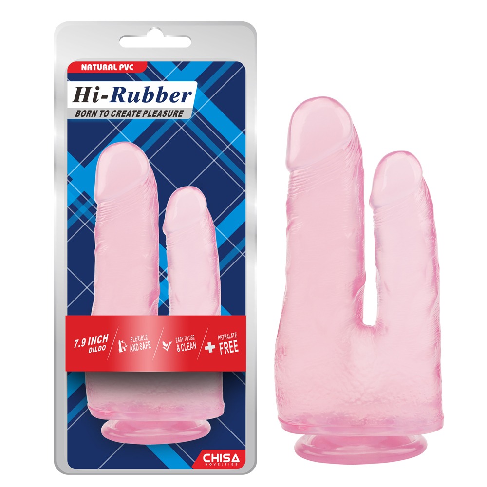 Секс игрушки - Фаллоимитатор двойной Chisa Hi-Rubber 7.9 на присоске, розовый
