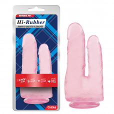 Фаллоимитатор двойной Chisa Hi-Rubber 7.9 на присоске, розовый