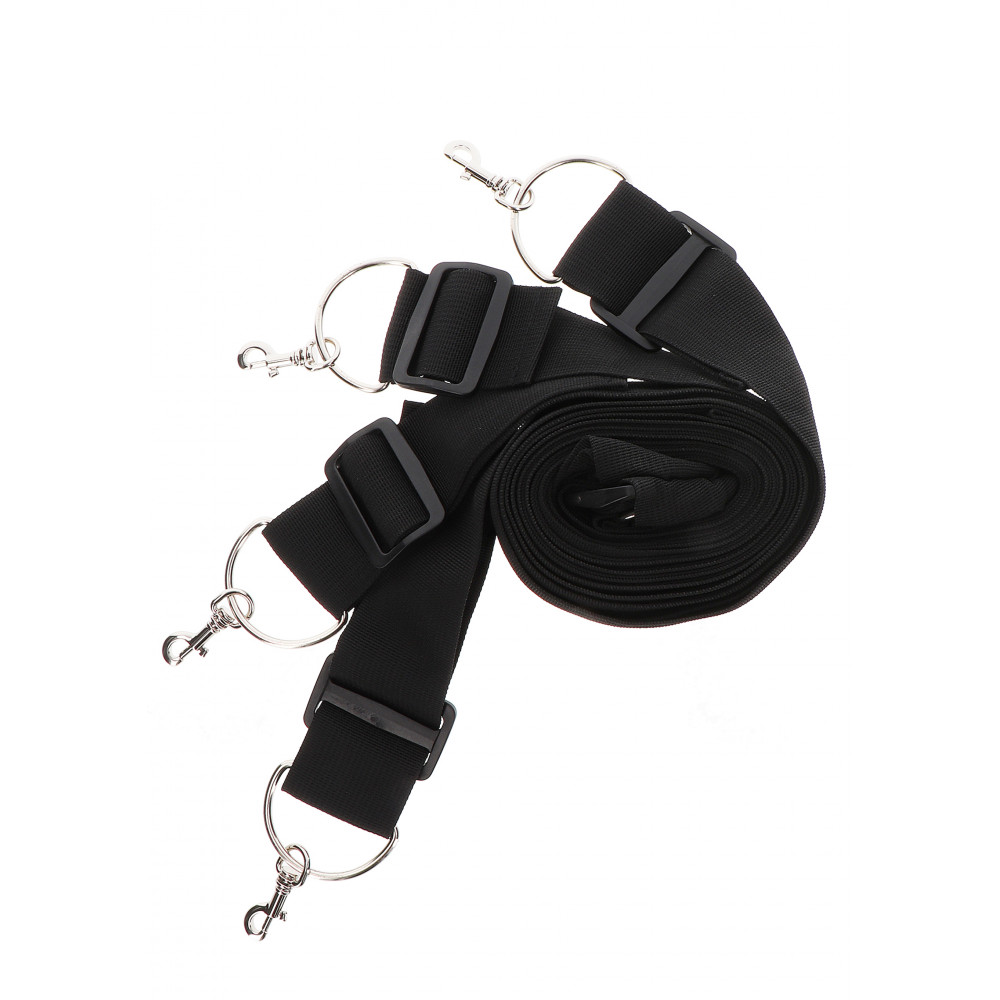 БДСМ игрушки - Фиксаторы на кровать с карабинами. черные Bed Restraints Taboom 2