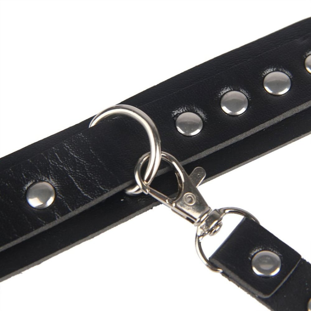 Эротическое белье - Гартеры с наручниками Star Night Sexy Bondage из экокожи, черные, One Size 4