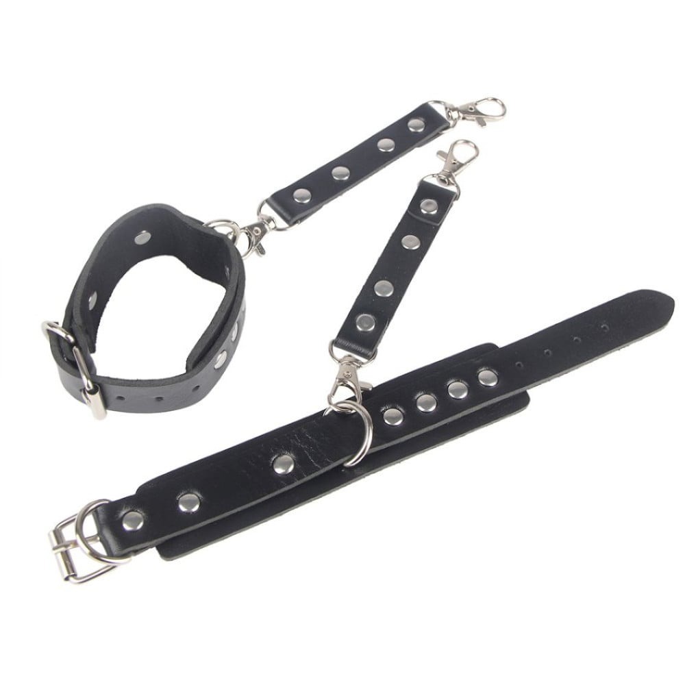 Эротическое белье - Гартеры с наручниками Star Night Sexy Bondage из экокожи, черные, One Size 3