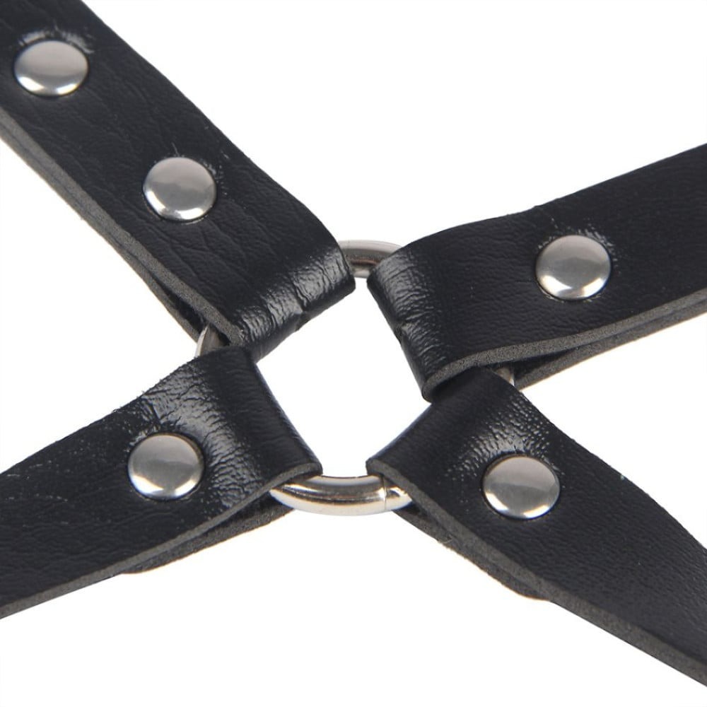 Эротическое белье - Гартеры с наручниками Star Night Sexy Bondage из экокожи, черные, One Size 5