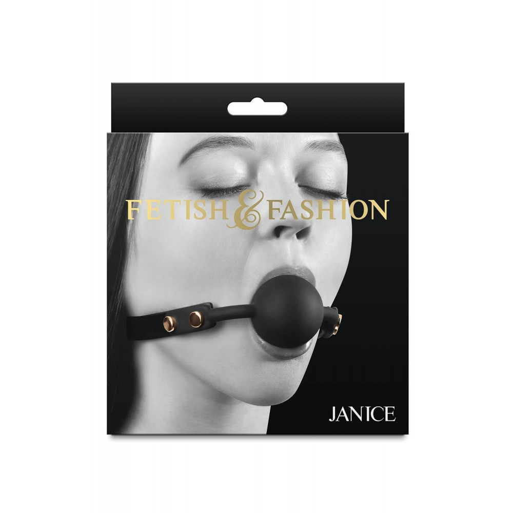 БДСМ игрушки - Кляп с шариком NS Novelties FETISH & FASHION Janice на регулируемом ремешке, черный 1