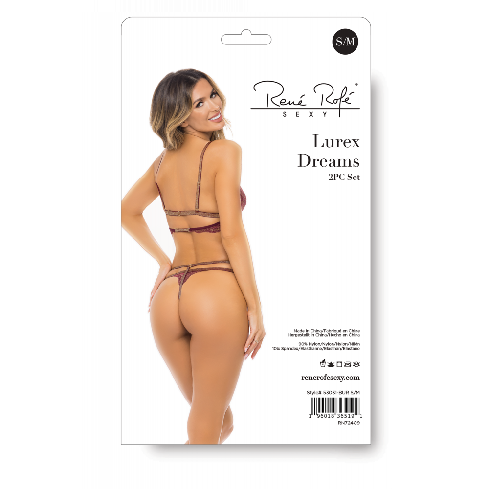 Эротическое белье - Комплект белья LUREX DREAMS 2PC SET BURGUNDY, S/M 1