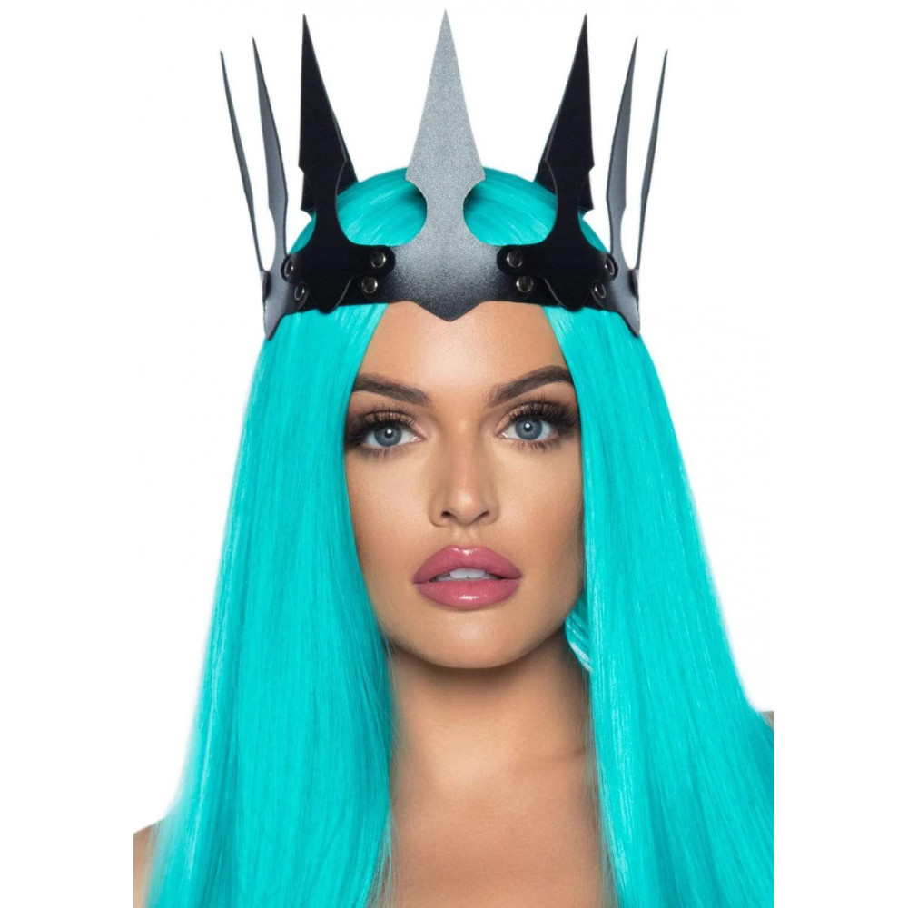 Эротические костюмы - Корона с острыми зубцами Leg Avenu Faux leather spiked crown O/S