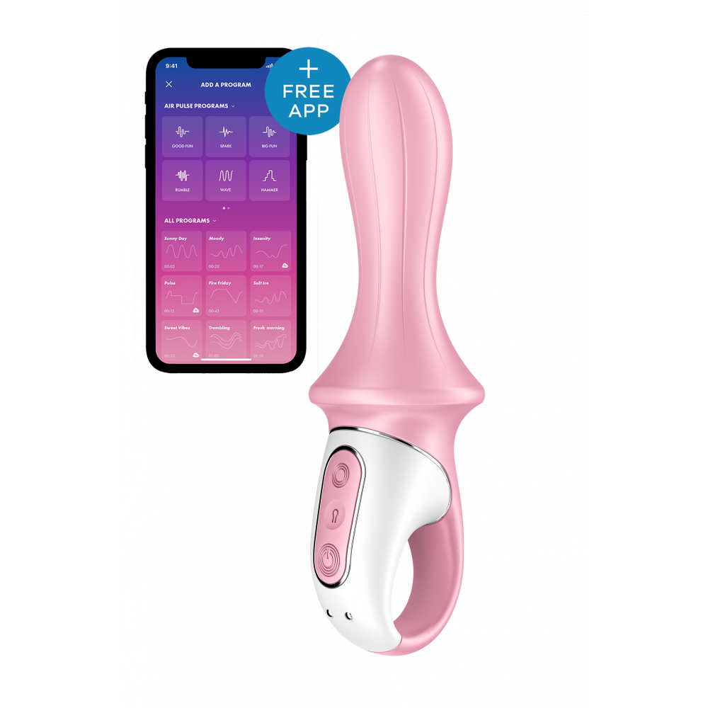 Анальные игрушки - Надувной анальный смарт вибратор SATISFYER AIR PUMP BOOTY 5 CONNECT APP RED