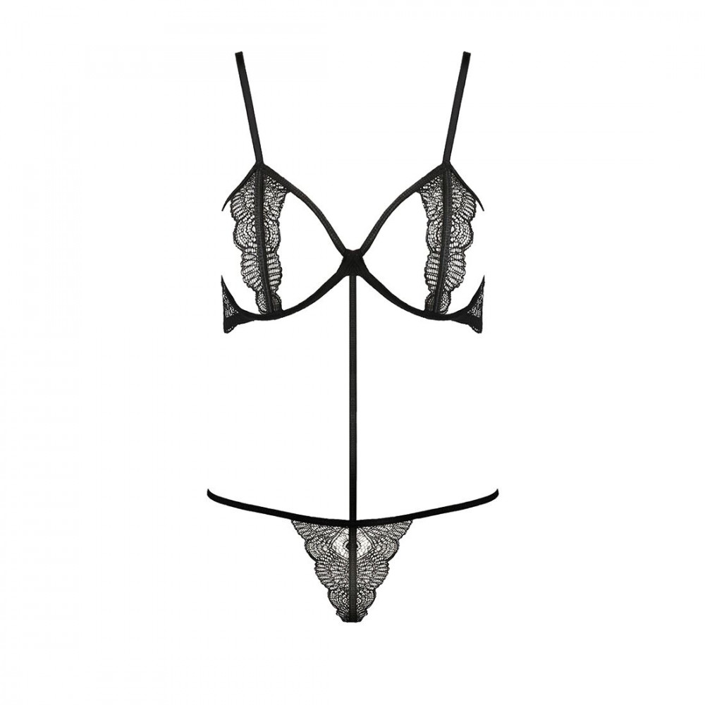 Эротические комплекты - Комплект белья QUENTRIS BIKINI black XXL/XXXL - Passion Exclusive, стринги и полуоткрытый лиф 2