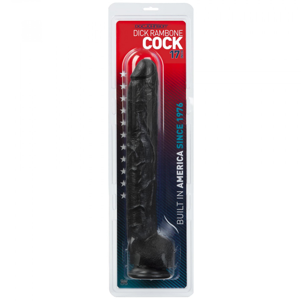 Фаллоимитаторы на присоске, двойные - Фаллоимитатор Doc Johnson Dick Rambone Cock Black, диаметр 6см, длина 42см, ПВХ 1