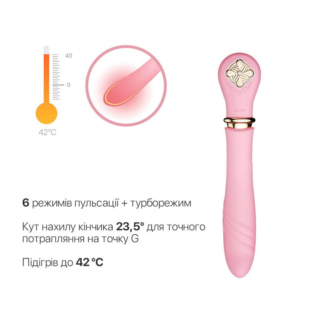 Вибраторы пульсаторы - Пульсатор с подогревом Zalo Sweet Magic - Desire Fairy Pink, турбо режим 6