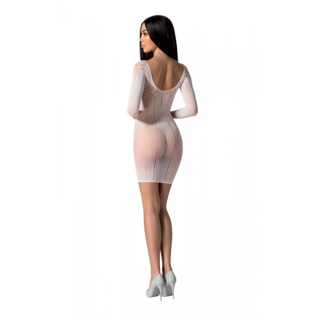 Бодистокинг - Полупрозрачное мини-платье Passion BS101 One Size, white, рукава-митенки 8