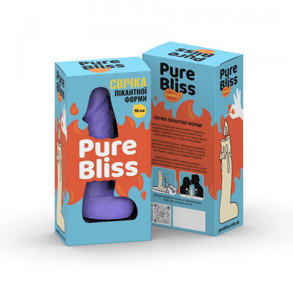 Секс приколы, Секс-игры, Подарки, Интимные украшения - Свеча в виде члена Pure Bliss BIG Violet 18 см 6