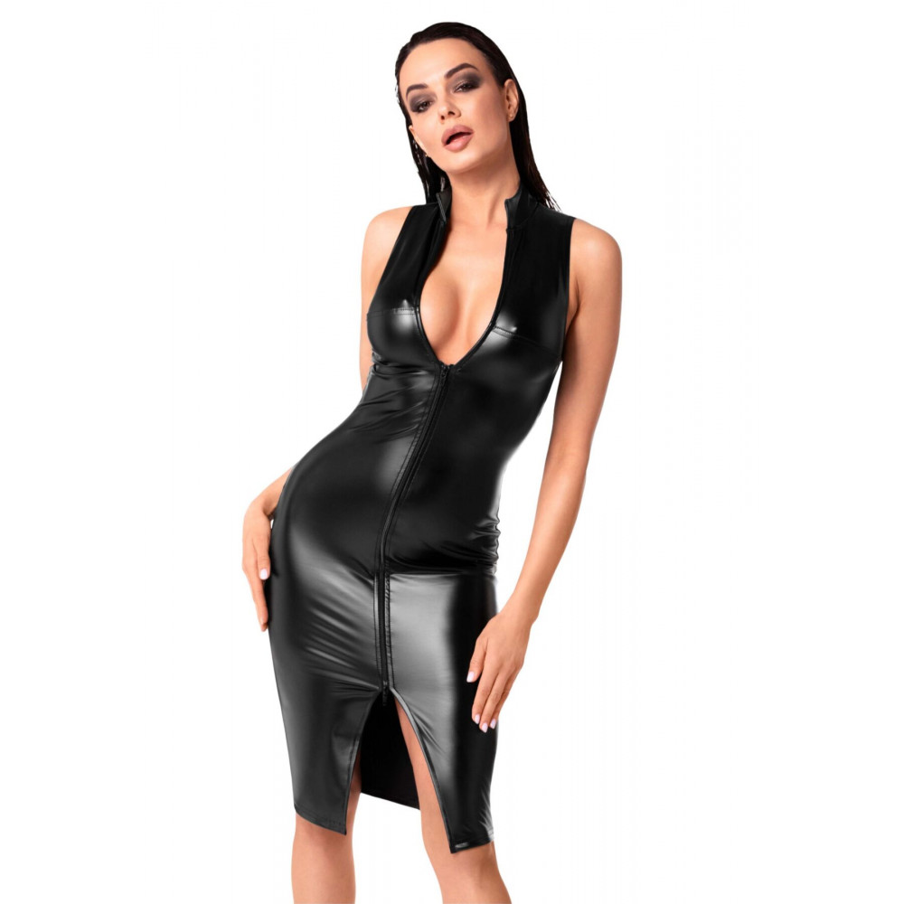Сексуальные платья - Платье Noir Handmade F337 Powerwetlook midi dress - M