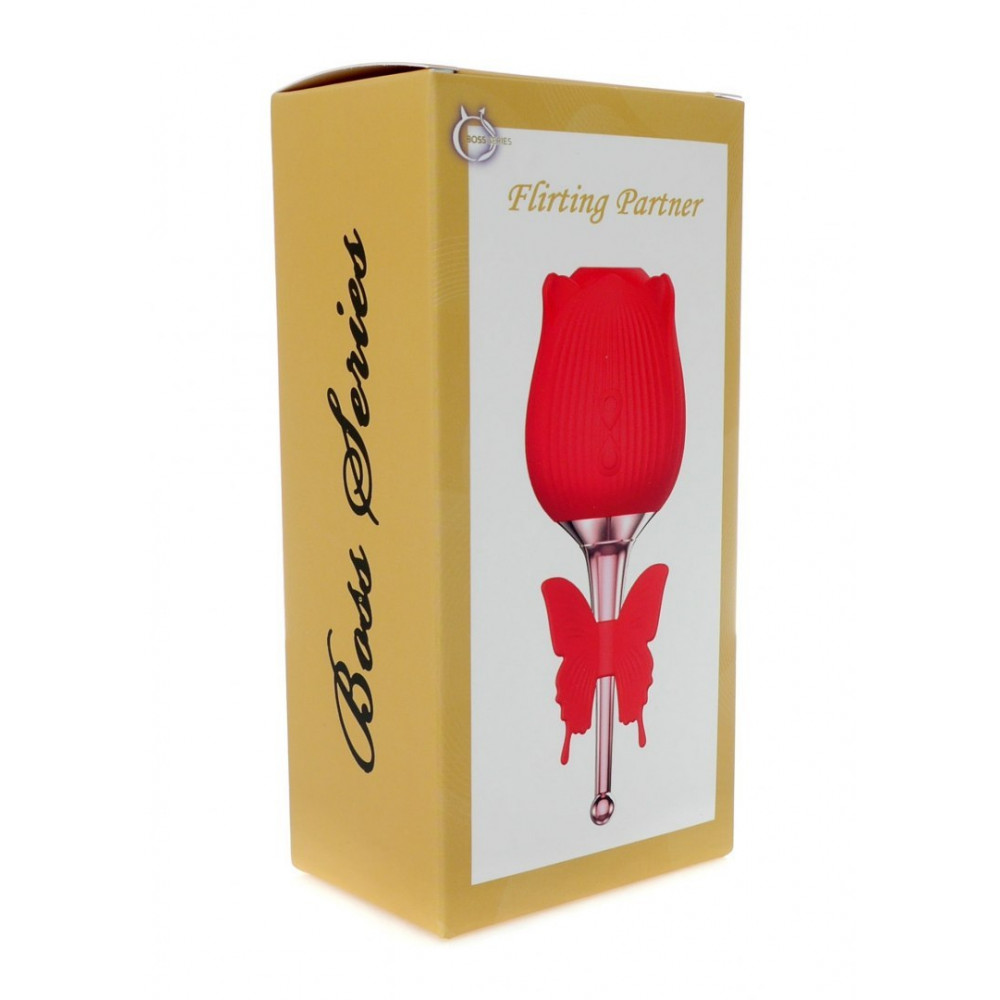 Секс игрушки - Вакуумный стимулятор клитора с вибрацией в виде розы Rose Flirting, красный 15