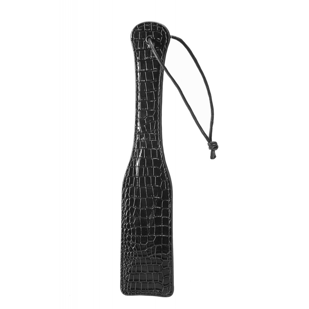 Плети, стеки, флоггеры, тиклеры - Шлепалка BLAZE LUXURY PADDLE CROCO BLACK 2
