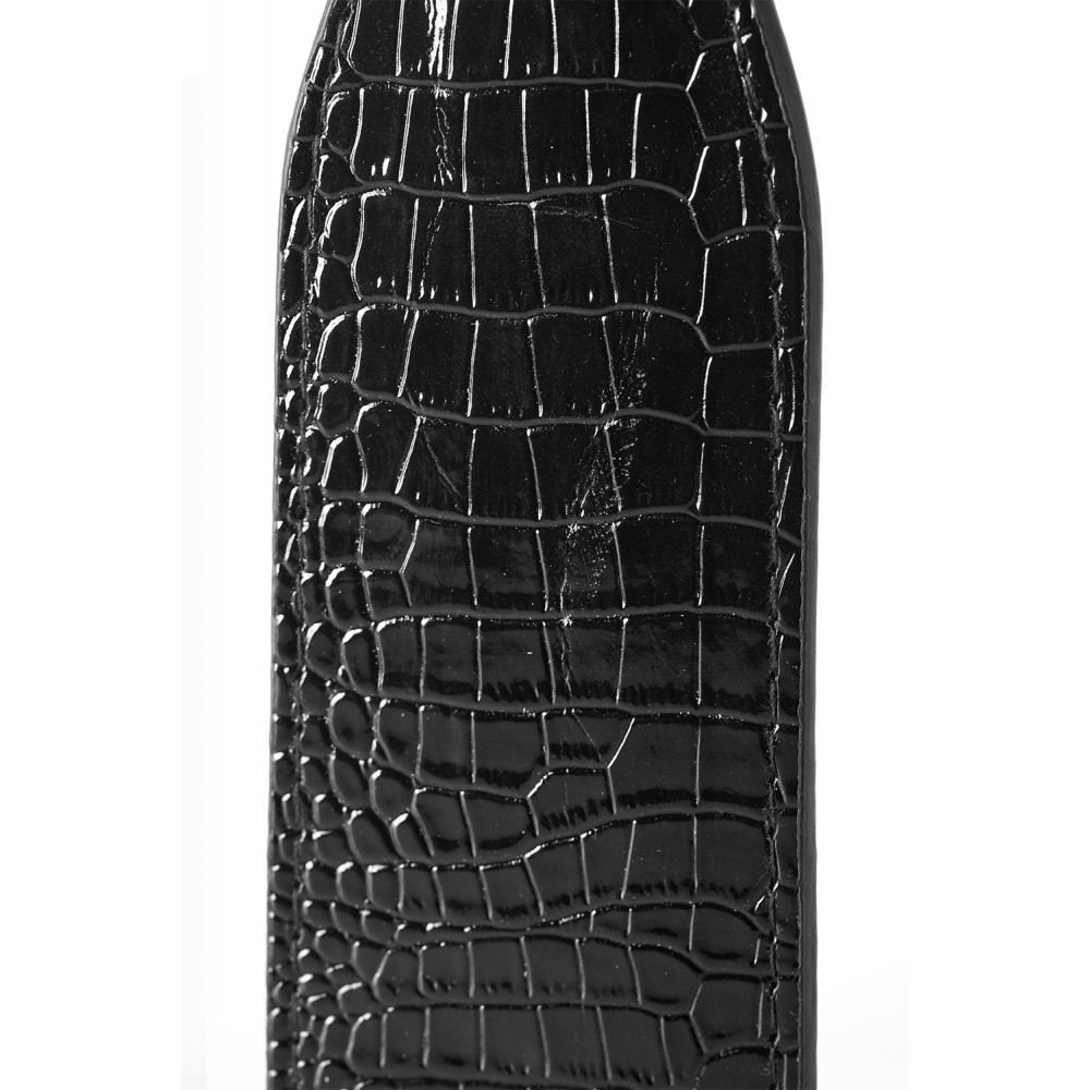 Плети, стеки, флоггеры, тиклеры - Шлепалка BLAZE LUXURY PADDLE CROCO BLACK 1