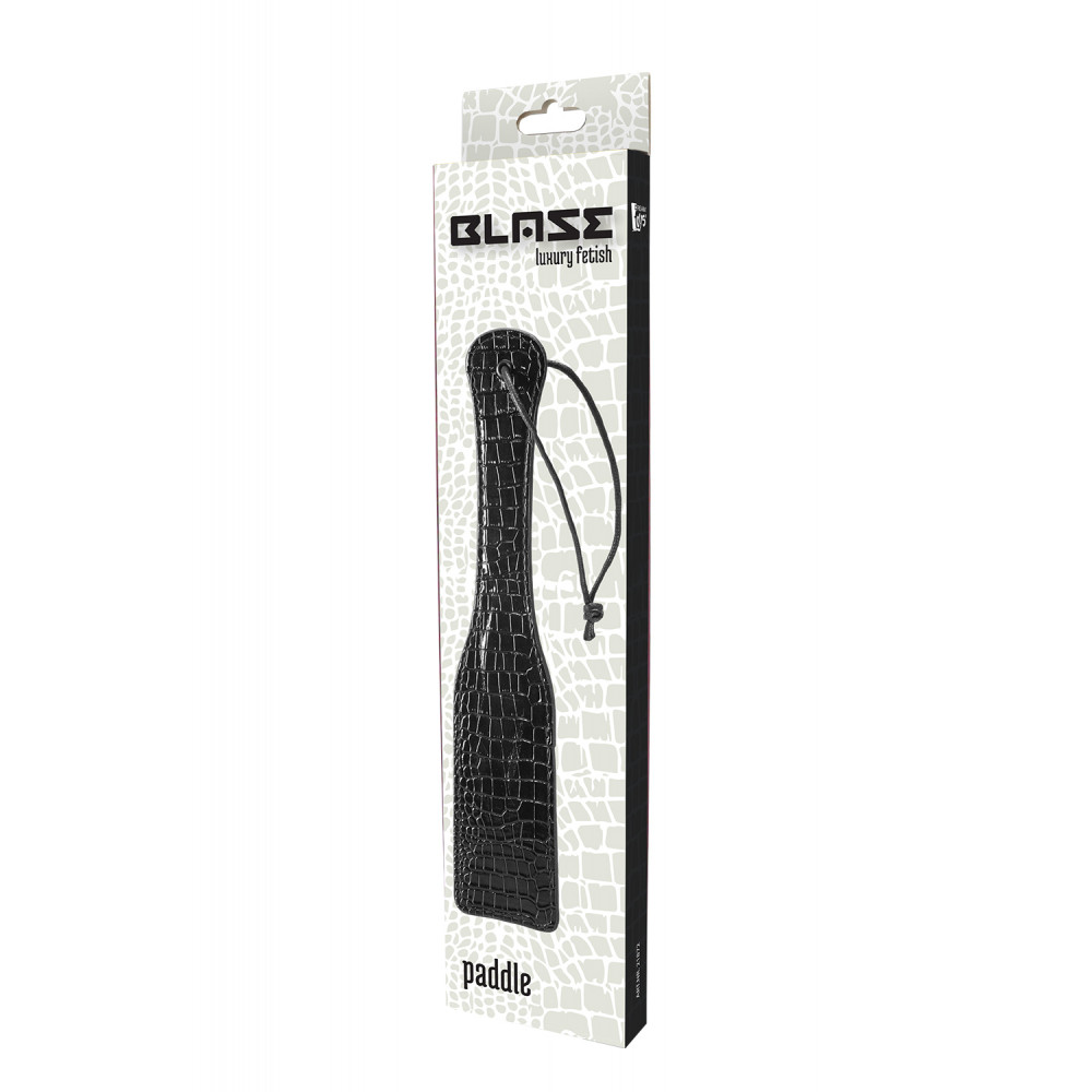 Плети, стеки, флоггеры, тиклеры - Шлепалка BLAZE LUXURY PADDLE CROCO BLACK 3