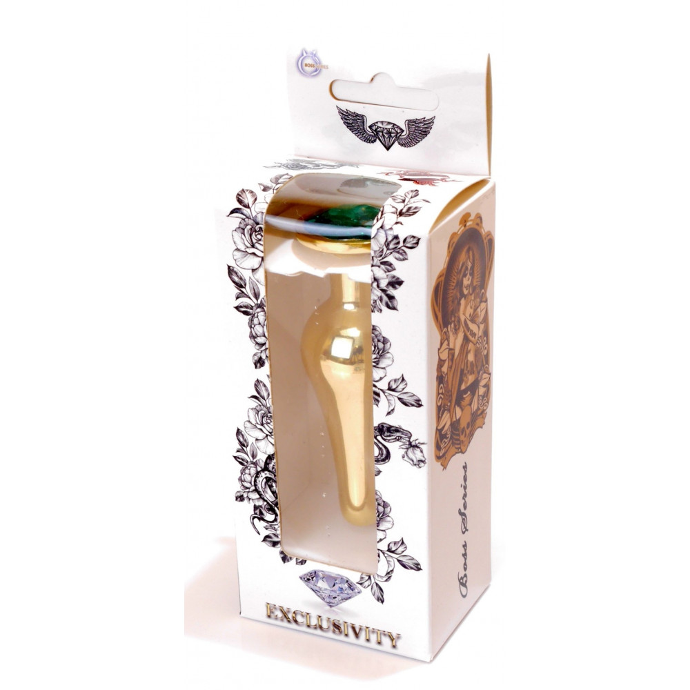 Анальные игрушки - Анальная пробка Boss Series - Jewellery Gold BUTT PLUG Green, BS6400069 2