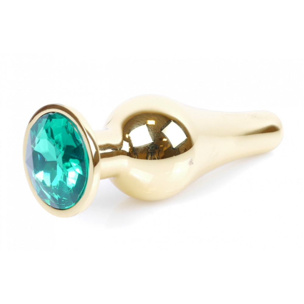 Анальные игрушки - Анальная пробка Boss Series - Jewellery Gold BUTT PLUG Green, BS6400069 8