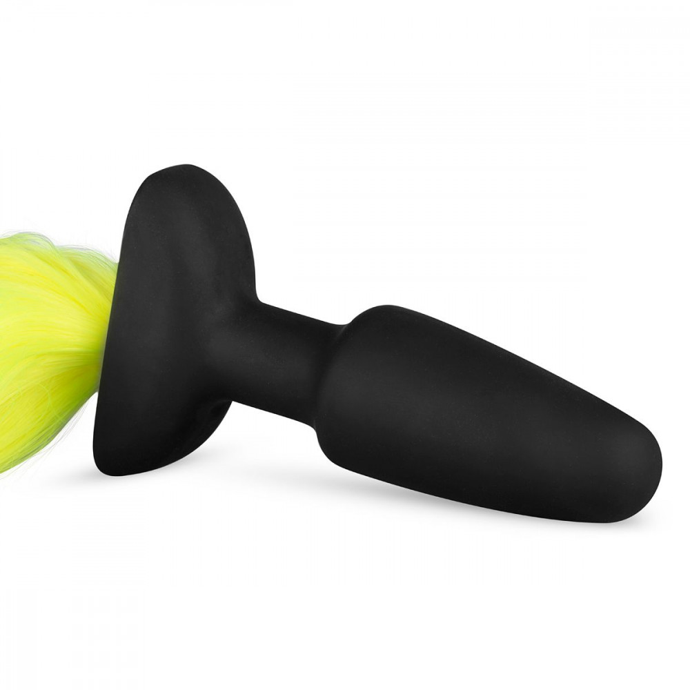 Анальный хвост - Анальная пробка с хвостом Silicone Butt Plug With Tail - Yellow 2