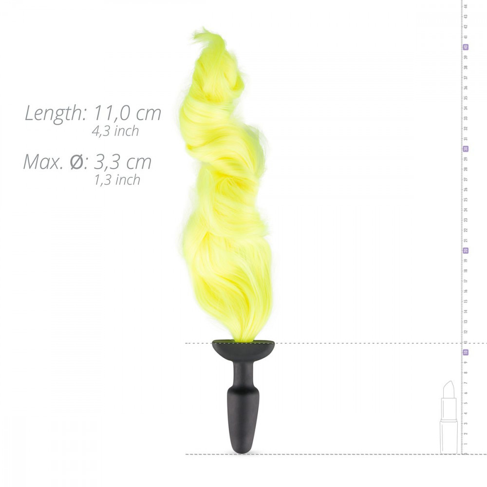 Анальный хвост - Анальная пробка с хвостом Silicone Butt Plug With Tail - Yellow 1