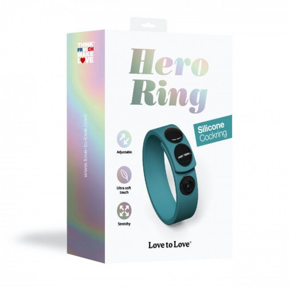 Эрекционное кольцо - Регулируемое эрекционное кольцо на кнопках Love To Love HERO RING - TEAL ME 1