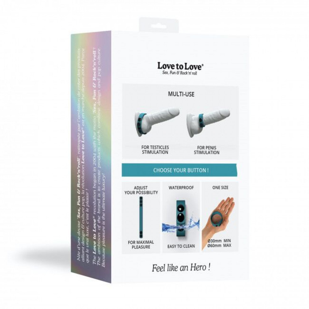 Эрекционное кольцо - Регулируемое эрекционное кольцо на кнопках Love To Love HERO RING - TEAL ME 7