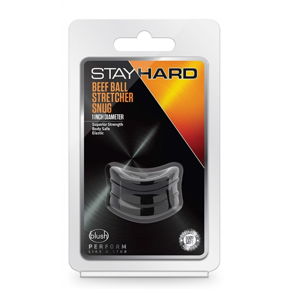 Секс игрушки - Эрекционная насадка Stay Hard Beef Ball Stretcher Snug черная, 3.8 см 1