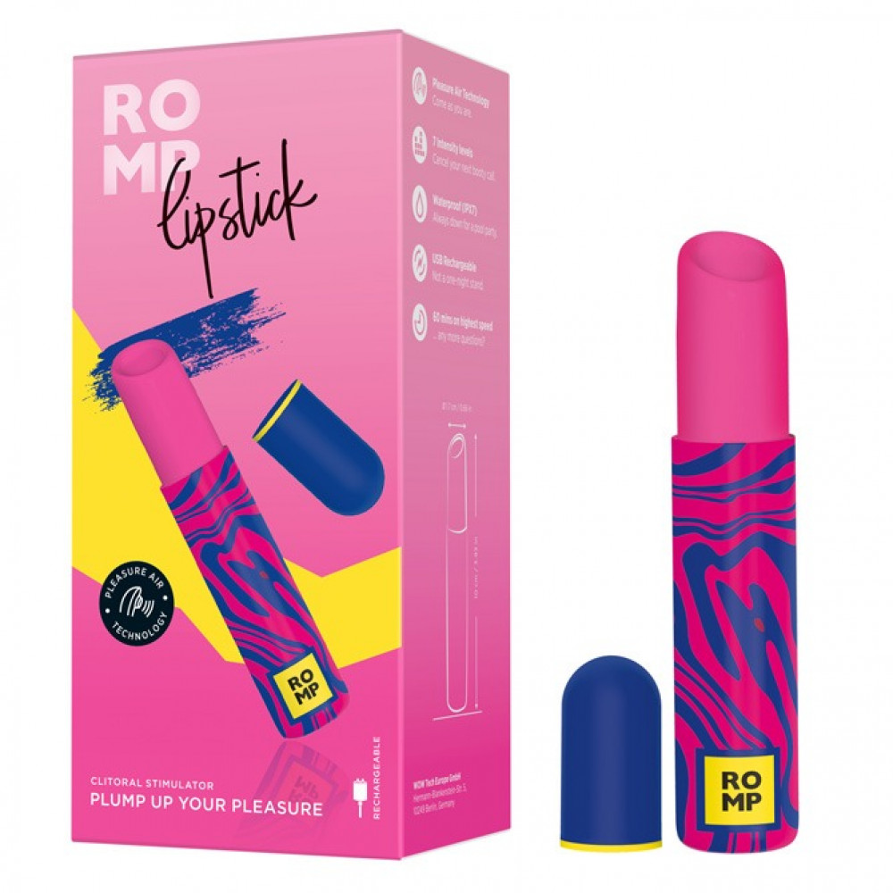 Секс игрушки - Клиторальный вибратор Romp Lipstick в виде губной памады, розовый