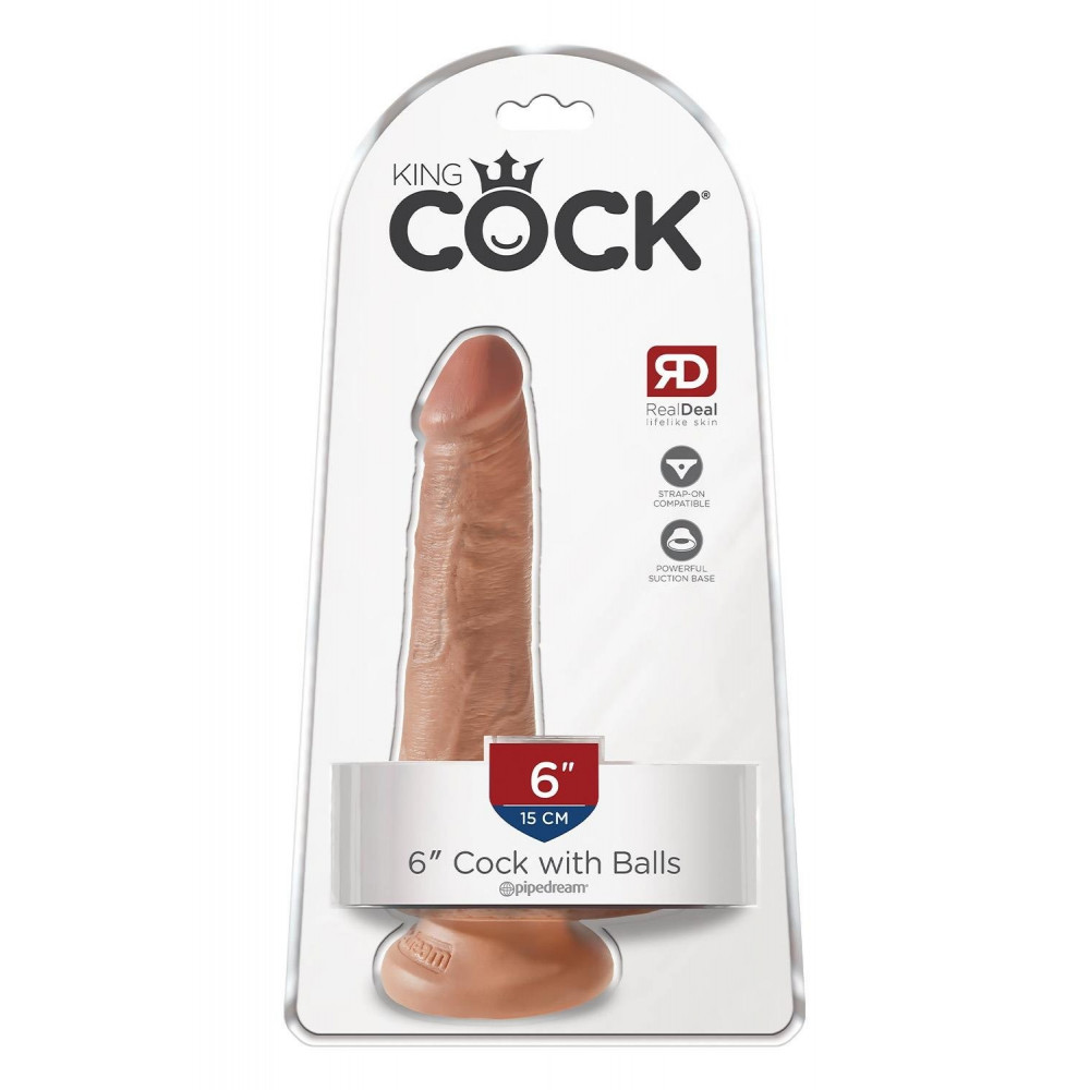 Секс игрушки - Королевский фаллоимитатор с мошонкой Pipedream King Cock на присоске, бежевый 4