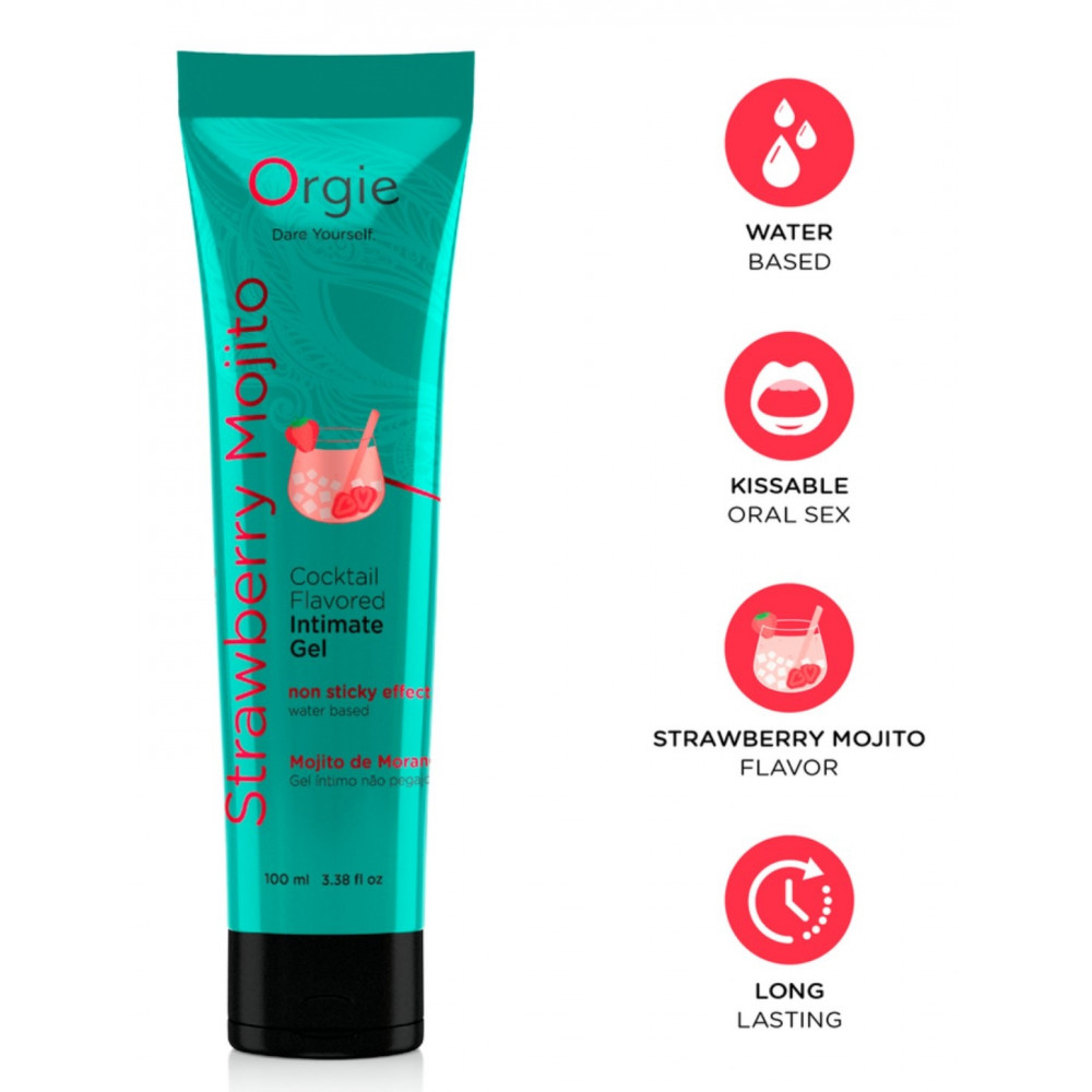 Лубриканты - Оральный лубрикант Orgie Cocktail Flavored Intimate Gel - Strawberry Mojito, 100 ml 3
