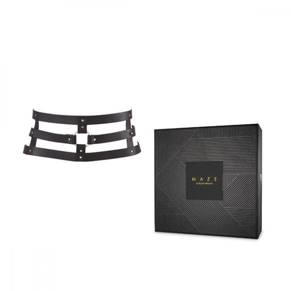Чокеры, портупеи - Портупея-пояс Bijoux Indiscrets MAZE - Wide Belt and Restraints Black, экокожа 8