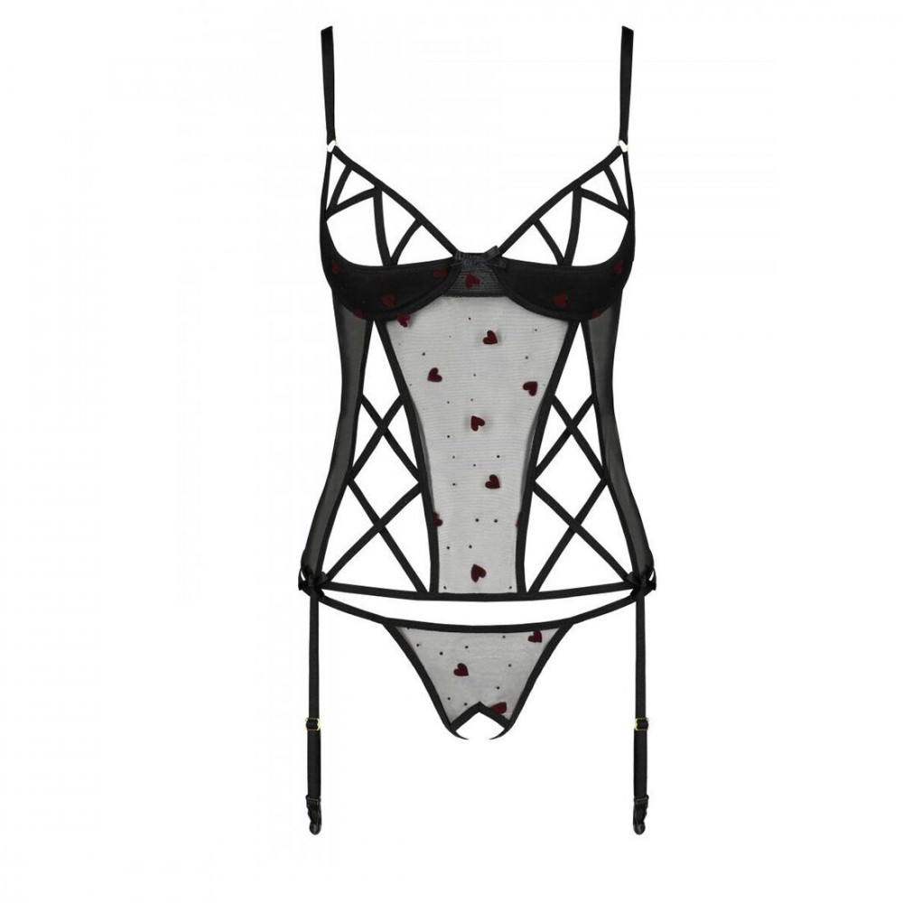 Эротические корсеты - Корсет с подвязками + стринги LOVELIA CORSET black XXL/XXXL - Passion 3