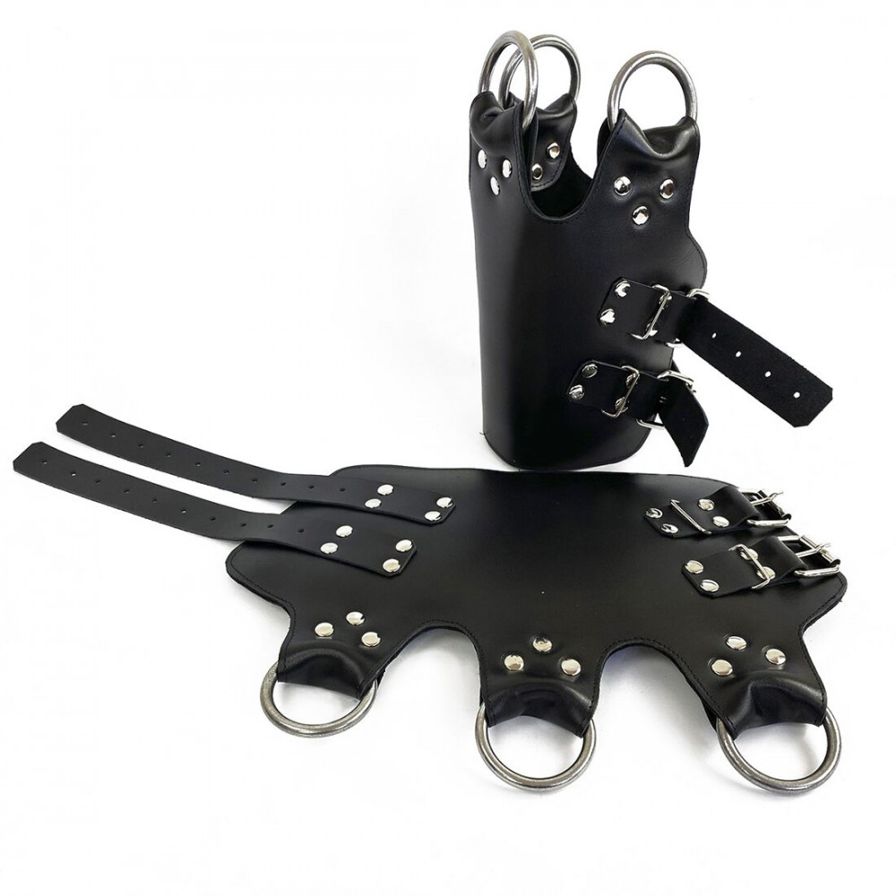   Аксессуары - Поножи манжеты для подвеса за ноги Leg Cuffs For Suspension из натуральной кожи, цвет черный 2